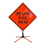 Roll Up Sign & Stand - 48 Inch One Lane Road Ahead Roll Up Reflective Traffic Sign